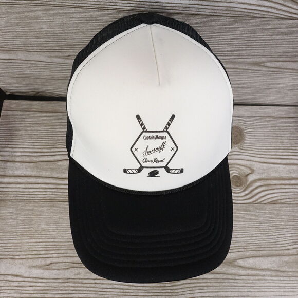 CAPTAIN MORGAN SMIRNOFF CROWN ROYAL HOCKEY BLACK WHITE SNAPBACK TRUCKER HAT CAP - Picture 3 of 8